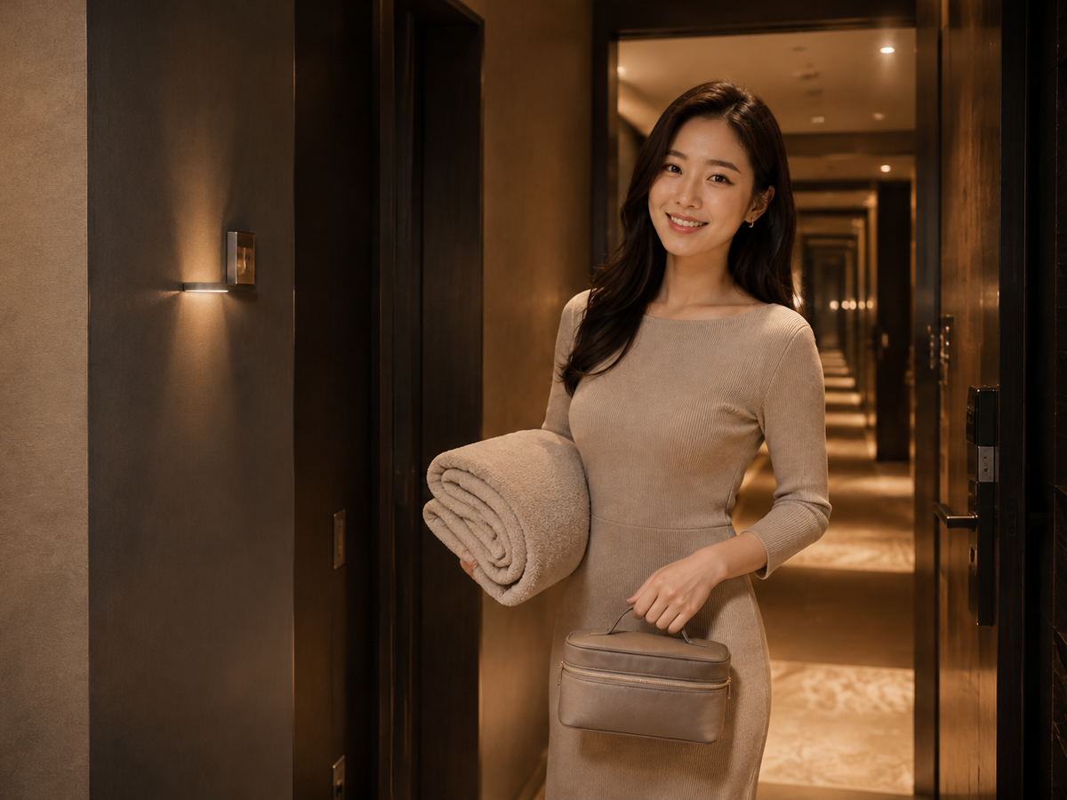 화성 병점 방문 홈케어 일정을 준비하는 젊은 성인 한국 여성 관리사